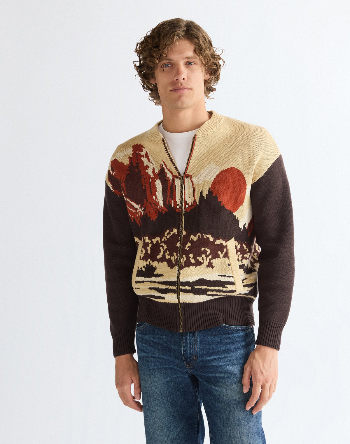 Strickjacke Full Zip in Desert Scenic