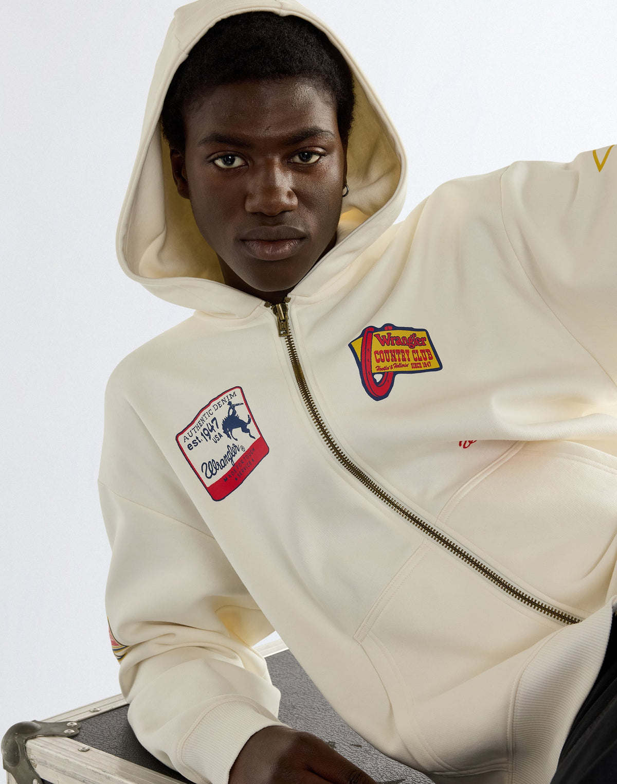 Kapuzenpullover Graphic Zip in Bright White