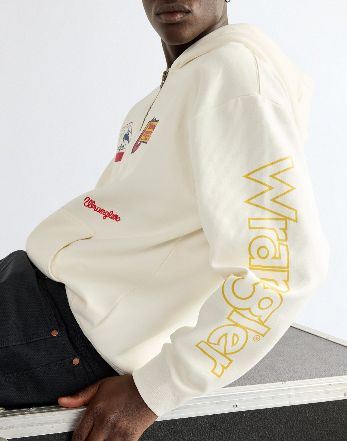 Kapuzenpullover Graphic Zip in Bright White