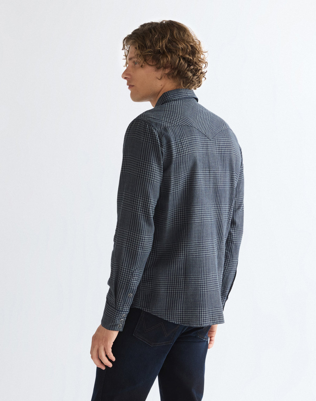 Langarmhemd Western in Healthered Indigo