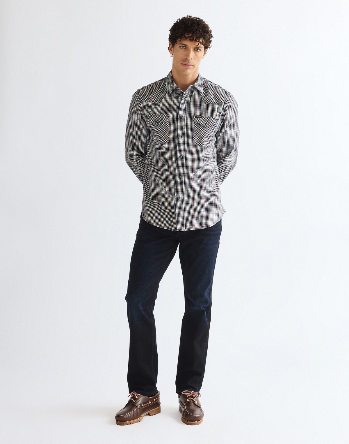 Langarmhemd Western in Red Indigo