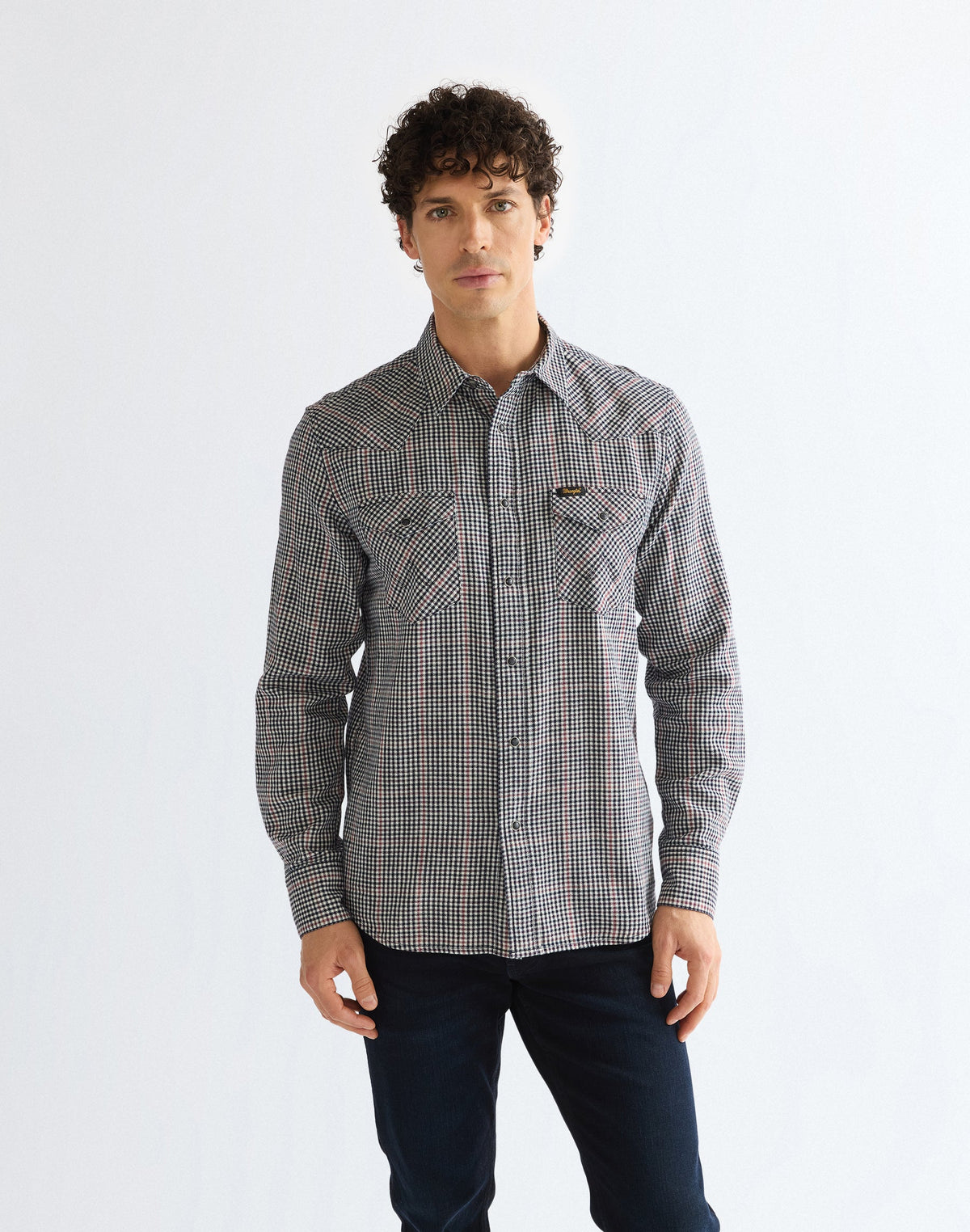 Langarmhemd Western in Red Indigo
