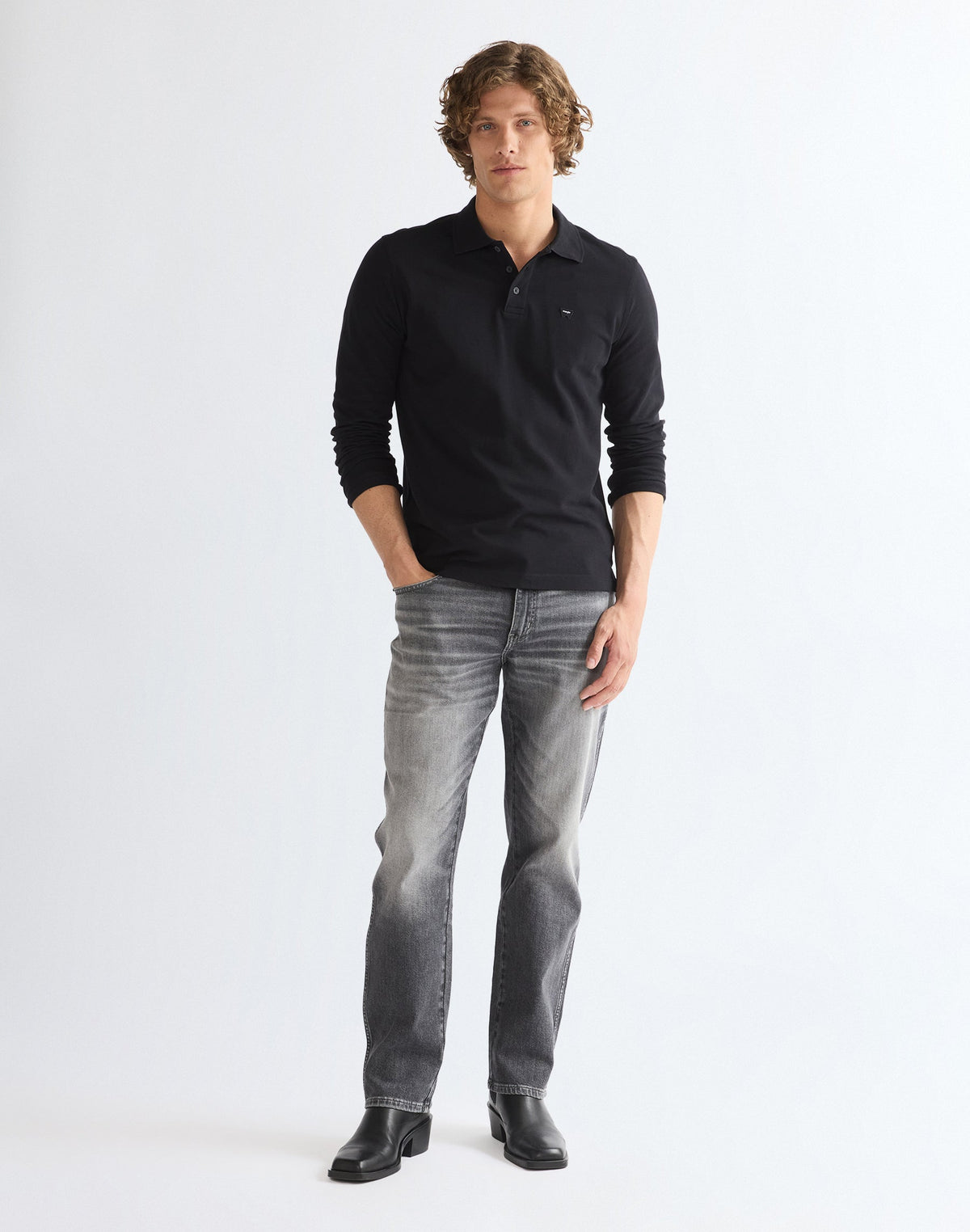 Langarmpolo Polo in Black