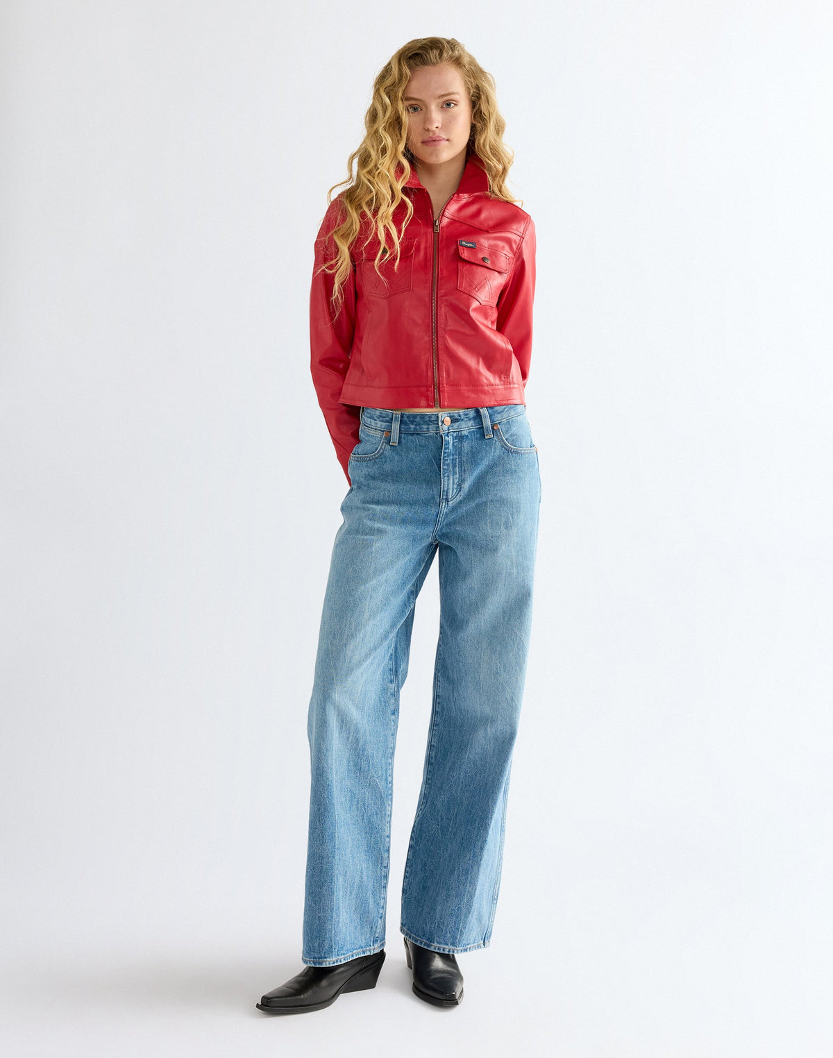 Kunstlederjacke Slim Seamed in Chili Pepper