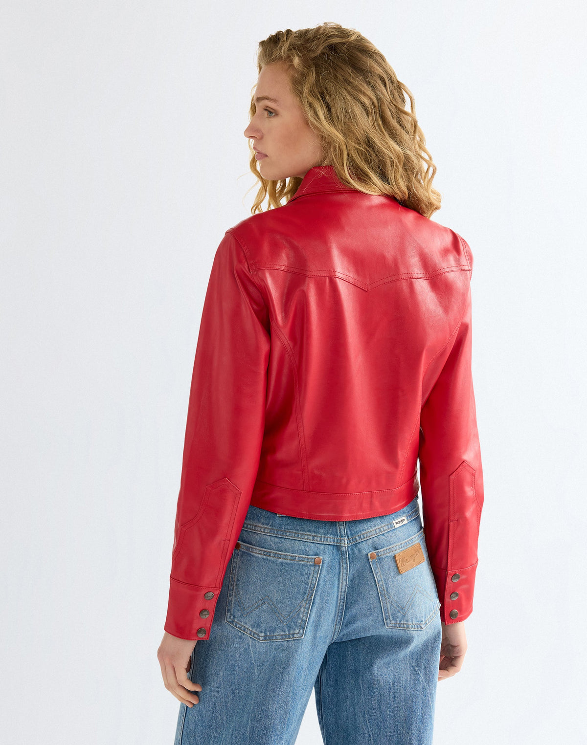 Kunstlederjacke Slim Seamed in Chili Pepper
