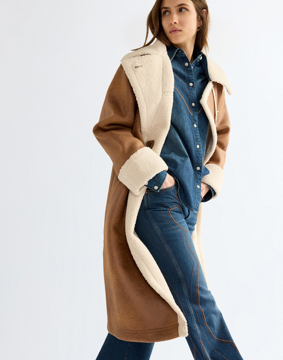 Wintermantel Wrange in Medium Brown
