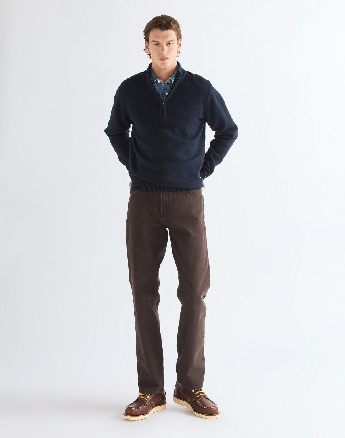 Pullover Quarter Zip in Dark Sapphire