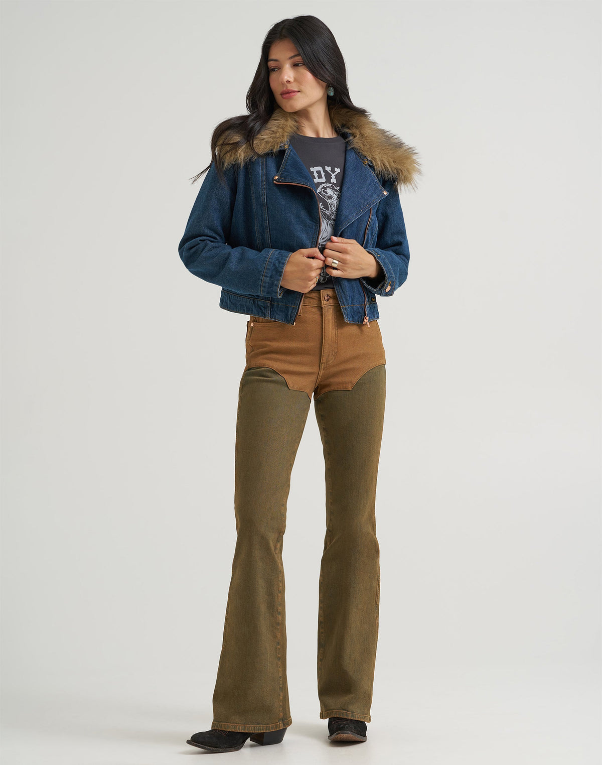 Jeansjacke Moto in Denim