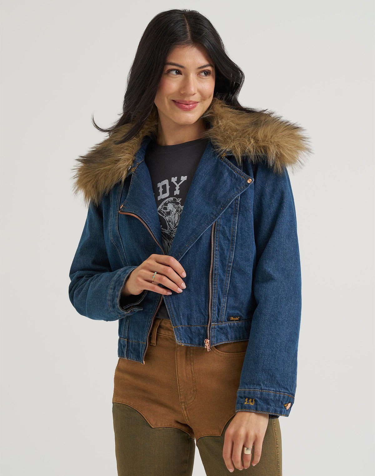 Jeansjacke Moto in Denim