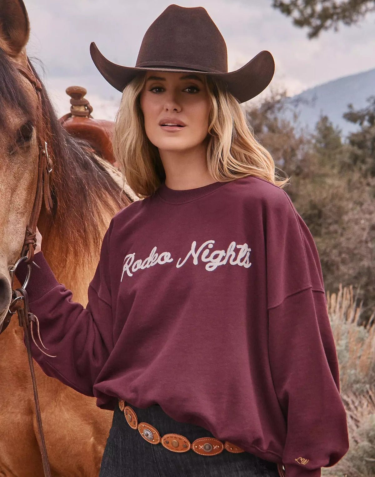 Sweatshirt Rodeo Night in Burgundy