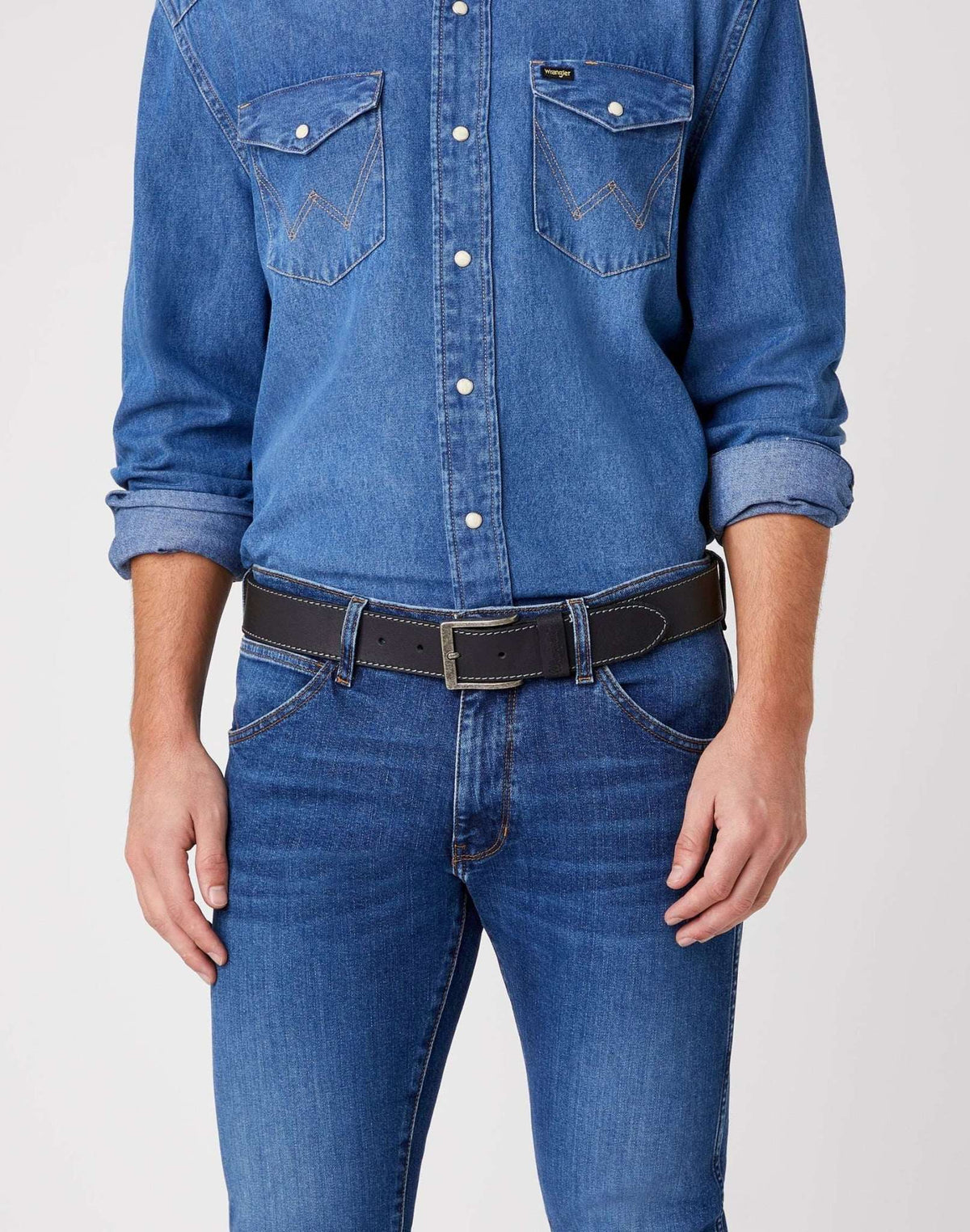 Stitched Belt in Black