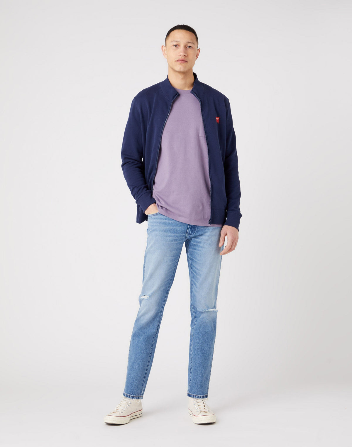 Funnel Neck Zip in Navy