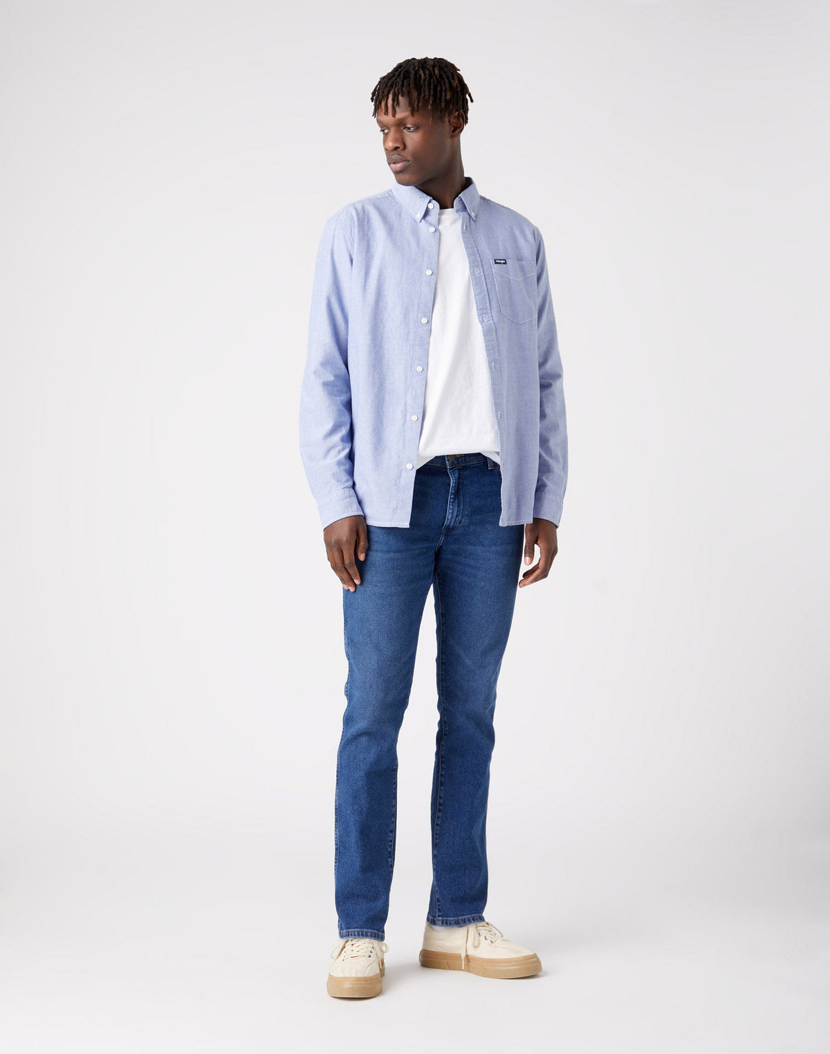 One Pocket Button Down Shirt in Blue Tint