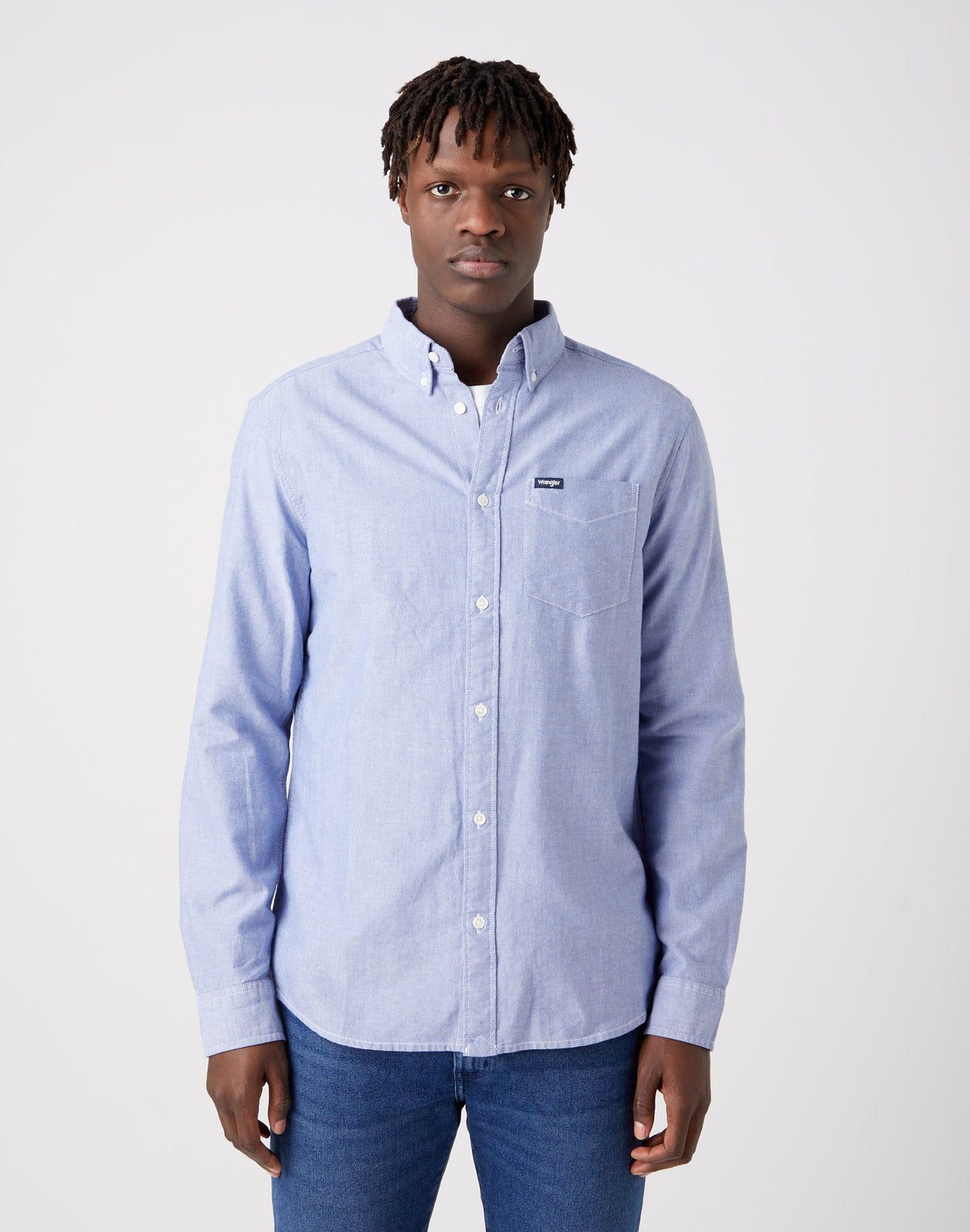 One Pocket Button Down Shirt in Blue Tint
