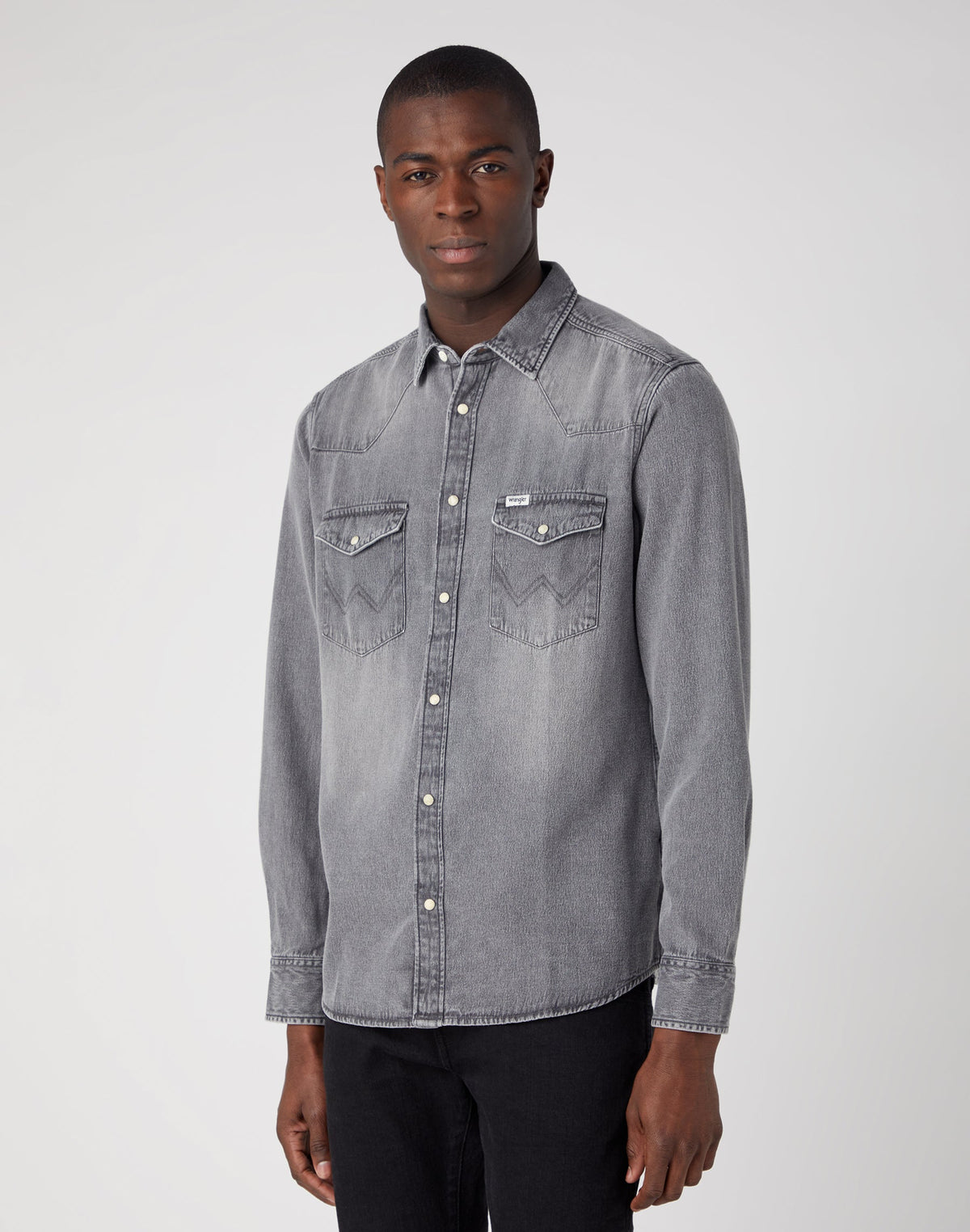 LS Western Shirt in Black Authentic
