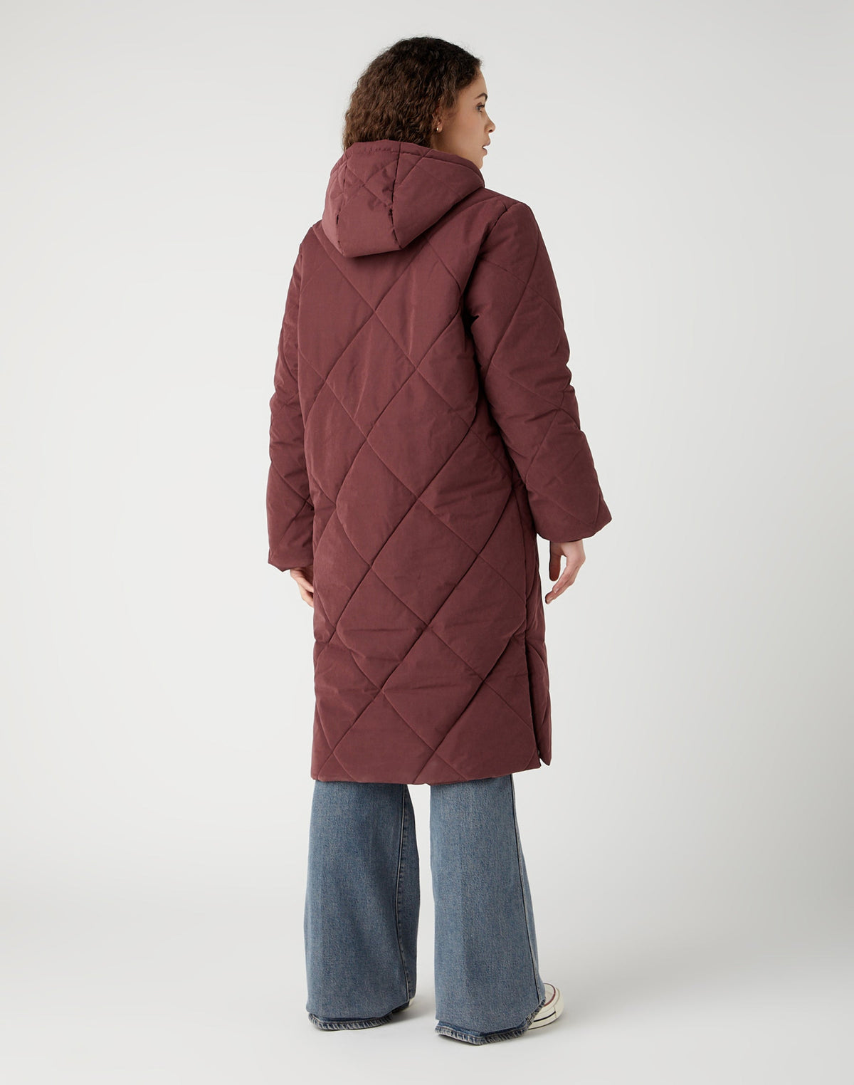 Long Quilted Jacket in Dahlia