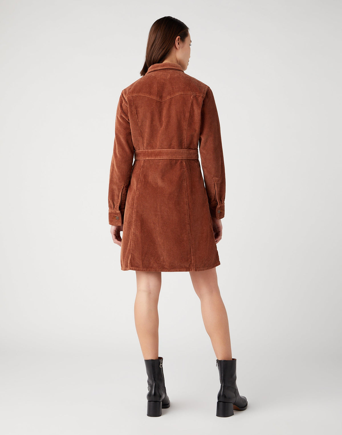 Slim Western Dress in Pony Brown