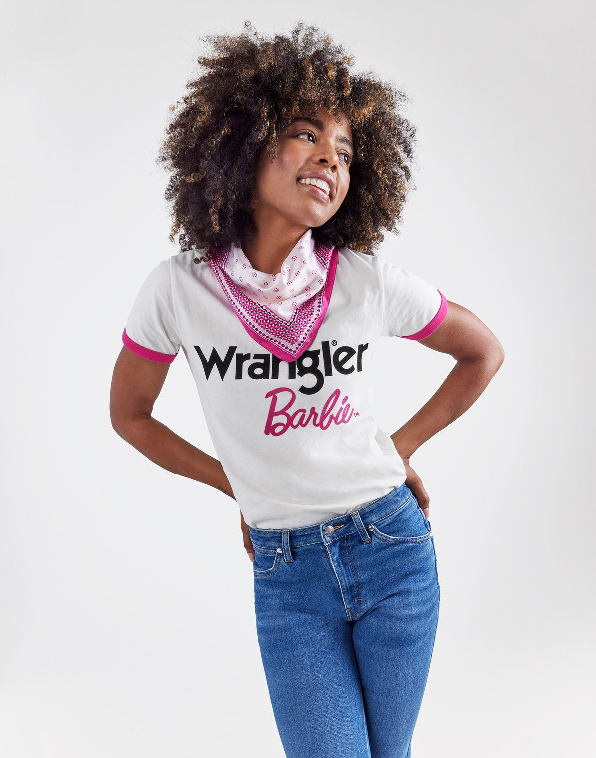 Wrangler X Barbie™ - Ringer Tee in Worn White