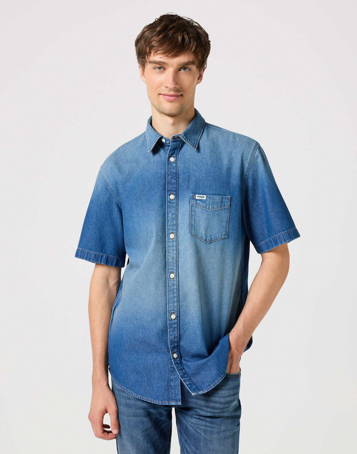 One Pocket Shirt in Mid Stone