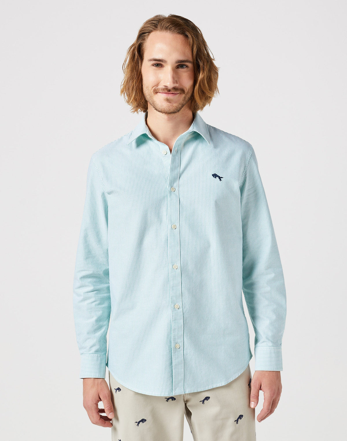 Longsleeves Shirt in Green Stripe Oxford