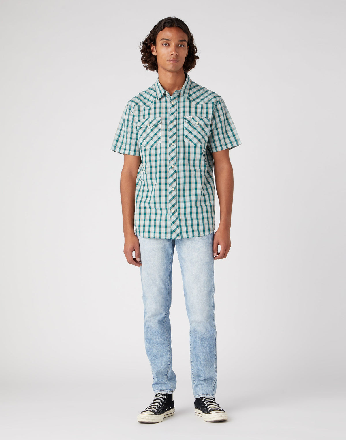 Short Sleeve Western Shirt in Bayberry Green