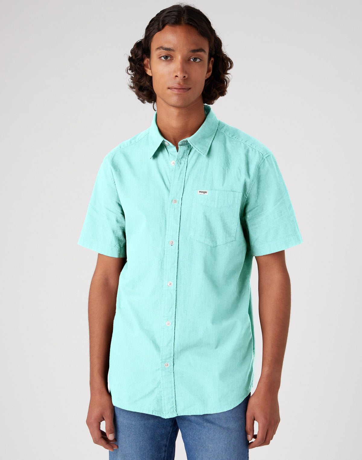 Short Sleeve One Pocket Shirt in Canal Blue