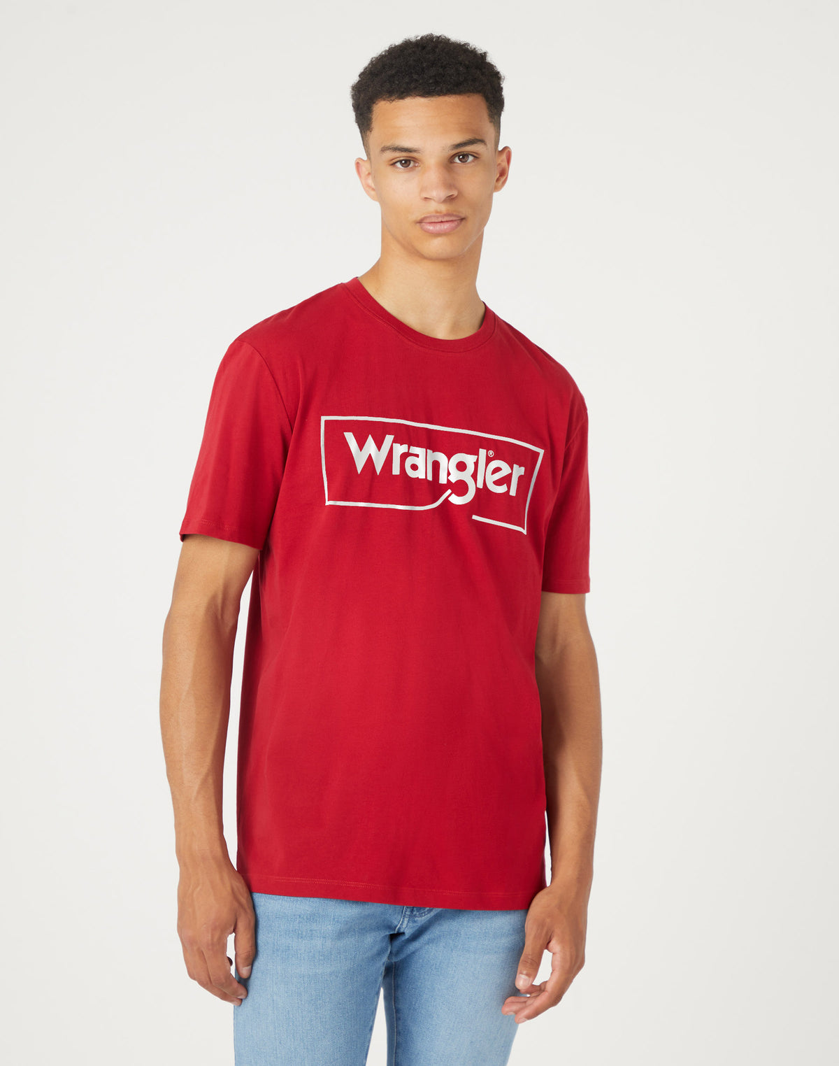 Frame Logo Tee in Red