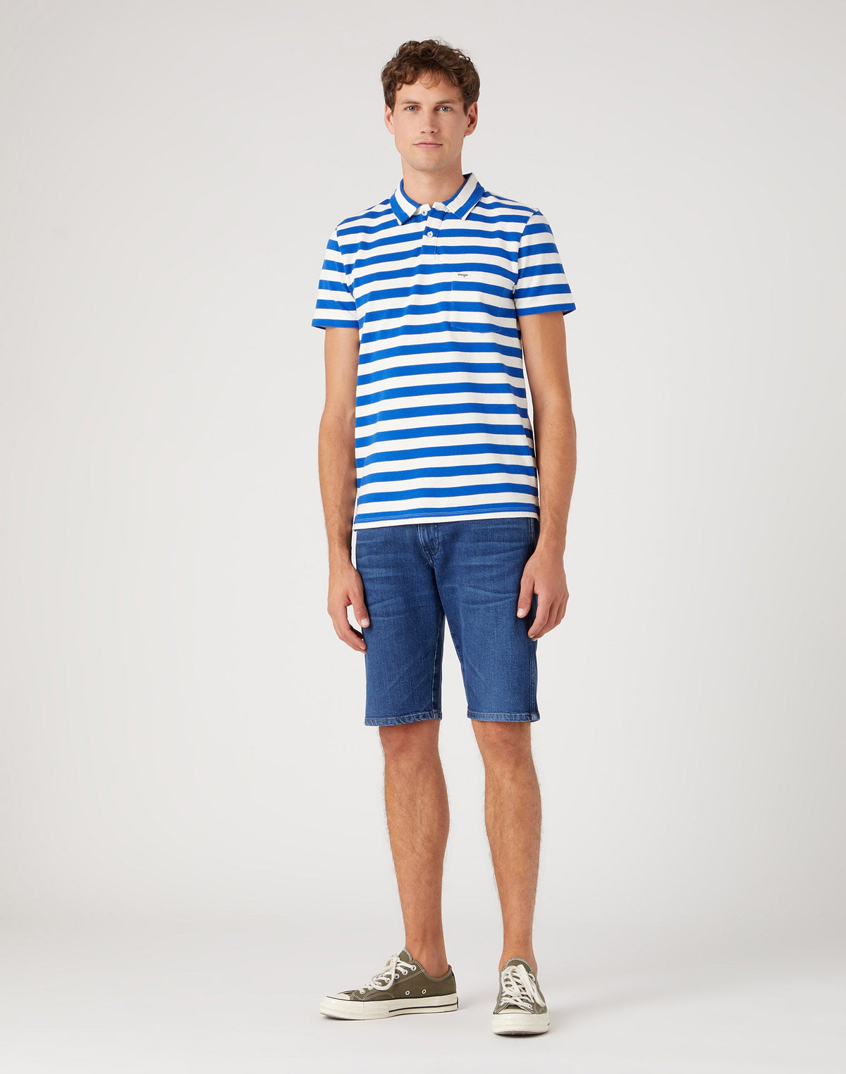 Stripe Polo Shirt in Wrangler Blue