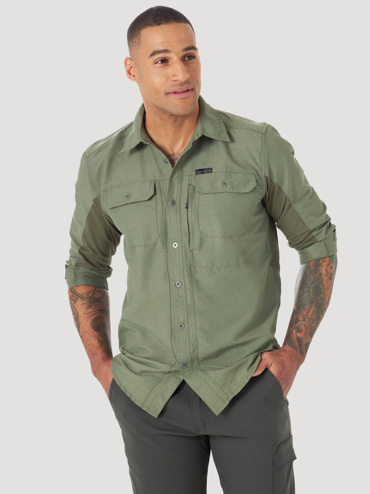 All Terrain Gear Mixed Material Shirt in Dusty Olive